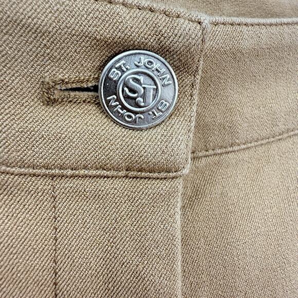 ST JOHN Pants Womens 4 Straight Leg Stretch 5 Pocket Tan Camel Casual Office - Picture 8 of 14